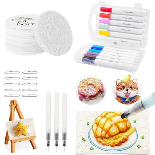 Pintura mágica hinchada, kit de pintura mágica de textura de espuma 3D, kit de pintura mágica, kit de pintura, pintura hinchada, bolígrafos de dibujo de burbujas, suministros de arte, esponja de lona