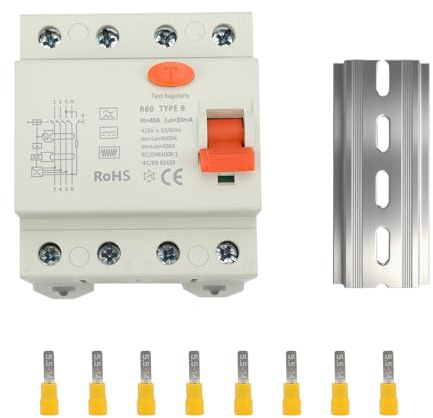 FI-Schutzschalter Typ B 40A 30mA 4-polig Fehlerstromschutzschalter Typ B Allstrom Intensivschalter RCD Typ B für Wallboxen Ladestationen DIN-Schienenmontage