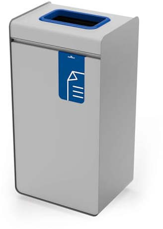 Durable Durasort Wertstoffsammler, 55L, Altpapier, Metall, Blau, 321106 | Mülleimer mit Push-to-Open Mechanik, Innenbehälter aus Kunststoff, verstellbare Füße, 420x830x330 mm