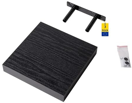 Velano Wandregal - Bücherregal - Schweberegal 3er Set 23.5x23.5 Schwarz HOL | Regal Wand - Regalbrett - Küchenregal - Bücherregal Kinder - Deko Wohnzimmer - GewürzregalHolz - Wanddeko Regale Boho Deko