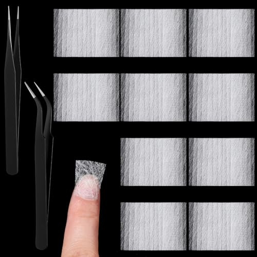100stück Silk Fiberglas Nail Extensions, Fiberglas Nagelverlängerung | mit Geraden und Gebogenen Pinzetten, Seiden Nagelverlängerungen aus Fiberglas Manicure Tool für Nagel Reparatur Fiberglasmode