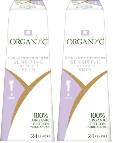 Organyc Slipeinlagen für String – 24 Stück, zertifizierte Bio-Baumwolle, ultradünn und bequem, ideal für eine tägliche Frische, ideal für den Alltag (Packung mit 2)