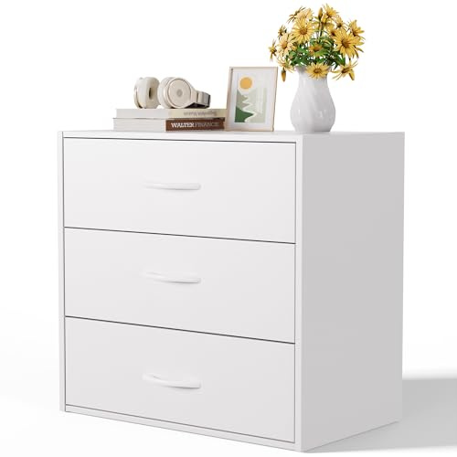 PrimeZone 3 Wood Drawer for Closet Storage: White Stackable Short Closet Dresser for Clothes Organizer - Modular Chest Cabinet for Closet Bedroom Dorm Wardrobe Nursery