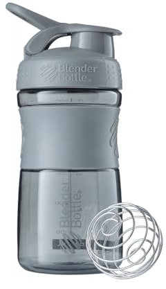BlenderBottle Sportmixer Tritan Trinkflasche mit BlenderBall, geeignet als Protein Shaker, Eiweißshaker, Wasserflasche oder für Fitness Shakes, BPA frei, skaliert bis 500 ml, 590 ml, pebble grau