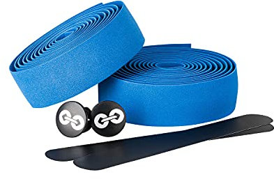 URBAN ZWEIRAD - Lenkerband blau - Reißfestes Griffband selbstklebend inkl. Endstopfen und Klebestreifen - Handlebar Tape extra griffig - 2 x 200 cm x 3 cm - 3 mm Stärke