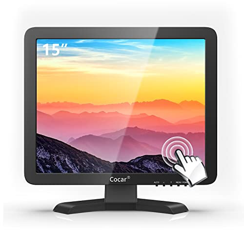 Touchscreen Monitor, 15 inch 1024x768 POS Touchscreen Monitor High Res LED Monitor Built-in Touchscreen Display VGA USB Touch-Screen Monitor for PC POS Cashier Restaurant Bar Coffee Store