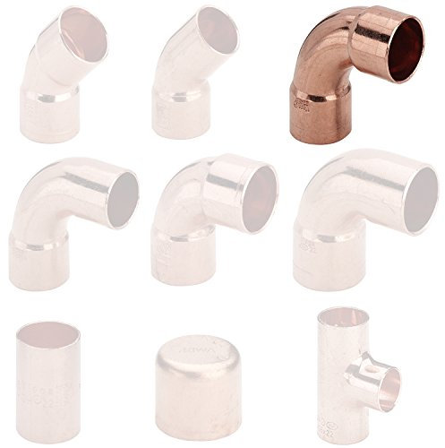 Fittingstore - Kupfer Lötffinge Bogen Winkel Muffe Kappe T-Stück verschiedene Größen (Bogen 90° i/i - 15 mm)