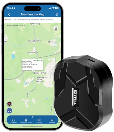 TKMARS GPS Tracker 150 Jours en Veille Longue Autonomie Traceur GPS Étanche Magnetique Alarme SMS Géo-Clôture pour Voiture Camion Bateau Camping-Car Téléphone Android iOS App sans Abonnement TK905B