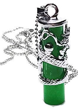 yigedan Halskette mit Anhänger, tibetisches Silber, natürlicher Drache, grüner Jade, Säulen-Anhänger