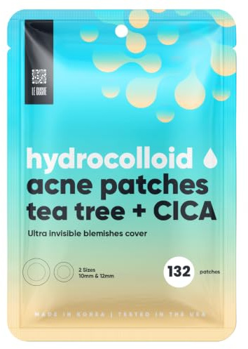LE GUSHE K-BEAUTY Pimple Patches for Face (132 Dots) - Hydrocolloid Spot Patches with Tea Tree Oil - Invisible Blemish Patches for Acne - Dermatologist Tested Korean Skin Care