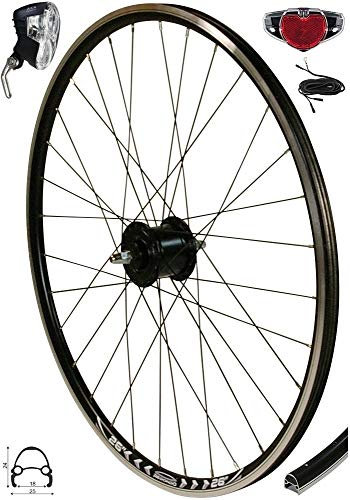 Redondo 26 Zoll Vorderrad Felge Nabendynamo + AXA Scheinwerfer Rücklicht