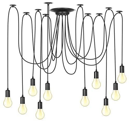 Spinne Kronleuchter DIY Deckenleuchte Lampe Kopf Pendelleuchte Halter Retro Industry Ceiling Light Speisesaal Schlafzimmer Wohnzimmer Esszimmer Hotel Dekoration (10 Kopf)