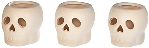Baker Ross Ceramic Skull Tealight Holders (Pack of 3) for Kids To Decorate and Display
