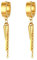 JewelryWe Schmuck Herren Ohrringe Creolen mit Ahle Taper Spitze, Kette und Quader Anhänger Edelstahl Ohr Manschette Ohrstecker Ohrhänger Ohrpiercings für Männer Frauen Gold