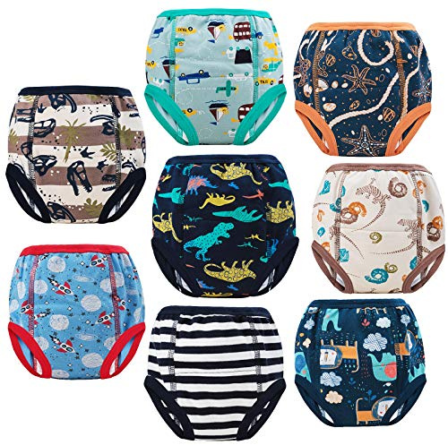 MooMoo Baby 8 Packs Potty Training Pants Cotton Absorbent Training Underwear for Toddler Baby Boy 3T