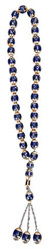 Gebetskette Islam 33 Perlen Muslimische Harz Mala Halskette Gebetsperlen Stretch Armband Muslim Tasbih Misbaha Koran Gebet Perlenarmband für Frauen Männer Geschenk, Blau