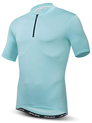 Herren Radtrikot Kurzarm Outdoor Biking Bekleidung mit 3 Gesäßtaschen, hellblau, Groß