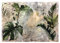 WallArena - Vlies Fototapete Blätter Vintage Mauer Beton Pflanzen Tropische 254x184 cm - Fototapeten - Tapeten - für Wohnzimmer Schlafzimmer - Vliestapete Wandtapete Tapete 3D Effekt- inkl. Kleister