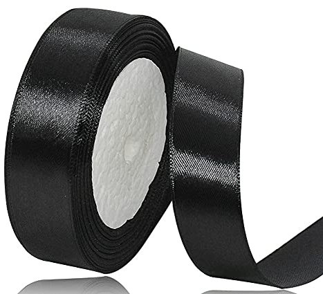 Satinband Schwarz 25mm, 22 Meters Dekoration Geschenkband breit Schleifenband, Stoffband für Hochzeit, Taufe und Geburtstag Geschenke