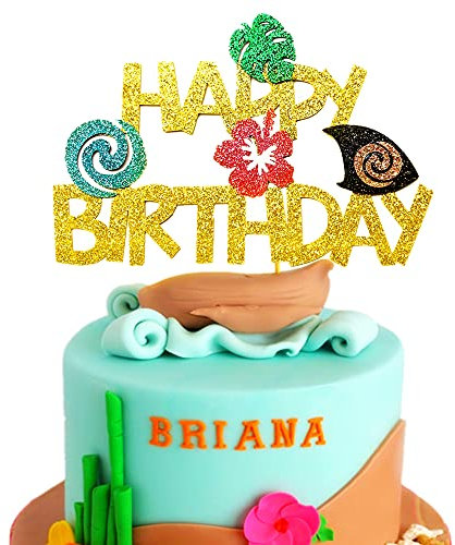 Glitter Moana Birthday Cake Topper Moana Party Supplies Moana Cake Decoration Moana Birthday Party Decoration Hawaiian Birthday Decoration