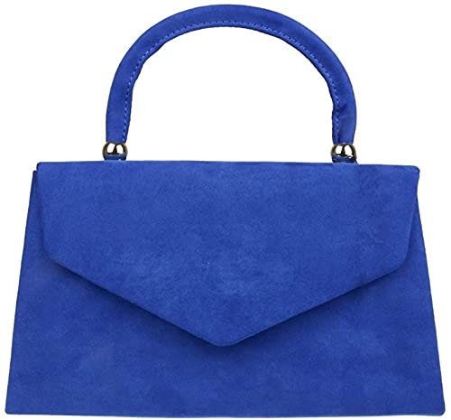 Tskybag Damen Clutch mit oberem Griff aus Kunst-Wildleder, für Hochzeit, Party, Abschlussball, Clutch, königsblau,