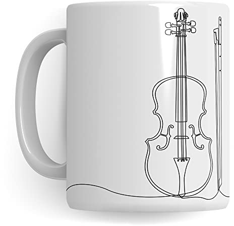 Geige Tasse - Violine Musik Geschenk für Geiger - Kaffeetasse Musiker Geigenspieler - Instrument Geschenkideen Geige Violinist Zeichnung Design Kaffee-Becher