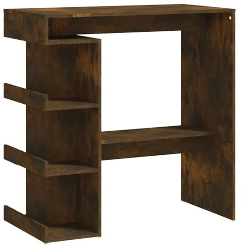 vidaXL Bartisch mit Regal Bartresen Stehtisch Tresentisch Bistrotisch Küchentisch Loungetisch Tisch Räuchereiche 100x50x101,5cm Holzwerkstoff