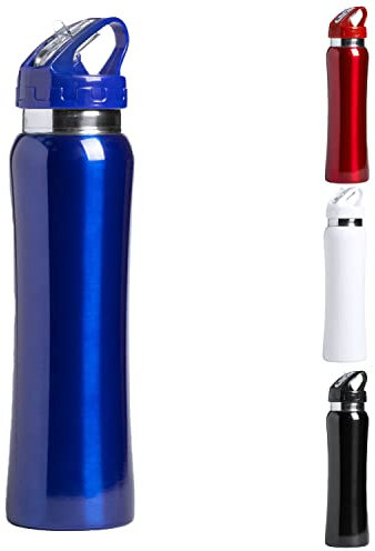 TIENDA EURASIA® Botella de Agua de Acero Inoxidable, 800 ml, con Dosificador abatible y Asa de Transporte, Acabado Brillo, Bidon para Camping, Gimnasio, Oficina, Botella Resistente, Color Azul