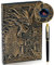 3D Dragon Embossed Journal Writing Notebook with Pen Set,Hardcover DND Journal Handmade Daily Notepad Travel Diary,RPG Accessories Gift for DM's & D Players Men Women