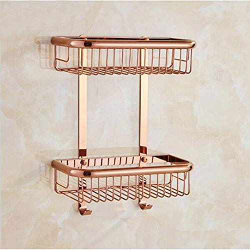 KLZUOPT Étagères de Salle de Bain exquises Porte-Serviettes en Laiton étagère de Salle de Bain étagère Murale Accessoires de Salle de Bain étagère Panier/Or Rose