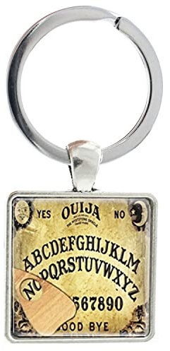 Spirit World Schlüsselanhänger, Antik-Ouija-Brett, quadratisch, Schlüsselanhänger, Vintage-Stil, Schlüsselanhänger, Herren, Damen, Mo, weiß, L