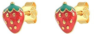 Ayoiow Stecker Ohrringe Chirurgenstahl, Ohrringe Mädchen Erdbeere Ohrringe Gold Ohrschmuck Frauen