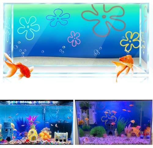 Cartoon-Unterwasser-Bob-Hintergrundaufkleber für Aquarien, 30,5 l Aquarium-Hintergrunddekoration, HD-Druck, einfache Tapete, PVC-Poster (30,5 cm H x 61 cm B)