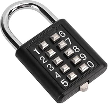 Security Padlock, Combination Lock, Digit Outdoors Padlock, 10 Digits Push Button Combination Outdoor Waterproof Padlock for Gym Cabinet Gate Toolbox Suitcase