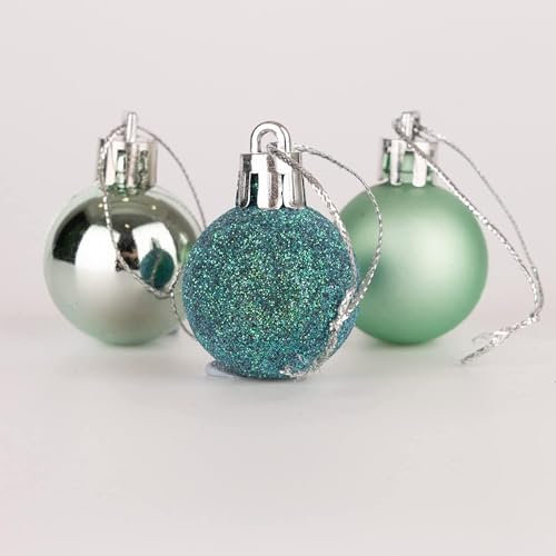 30 mm/24 Stück Weihnachtskugeln, bruchsicher, türkis, Weihnachtsbaumschmuck, Kugel, Ornamente, Kugeln, Weihnachtsdekoration, Urlaubsdekoration, glänzend, matt, Glitzer
