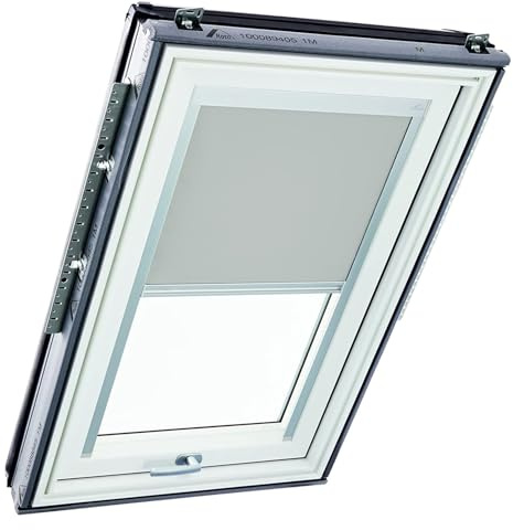 Original Roto Verdunkelungsrollo ZRV - Nahezu vollständige Verdunkelung - Führungsschiene Silber - Dachfenster Baureihe Designo R6/R8, i8 und Classic 64/84 - Größe 094/098 | 09/09 - Farbe Hellgrau