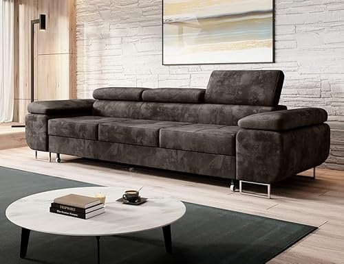 MODERNO 3-Sitzer Sofa mit Schlaffunktion NORBERG - Couch Schlafsofa - Schlafcouch Moderne Möbel ins Wohnzimmer - 276x98x87 cm - Braun - Monolith 29