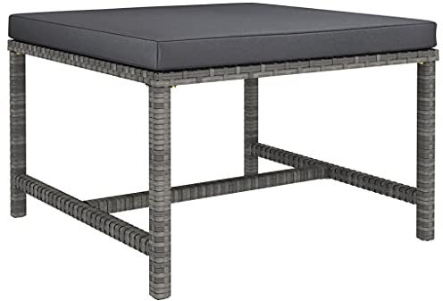 ZQQLVOO Sectional Footrest with Cushion,Patio Furniture,Wooden Sun Loungers, Segmented Footstools,for Decks,Gardens,Backyards, Gray Poly Rattan