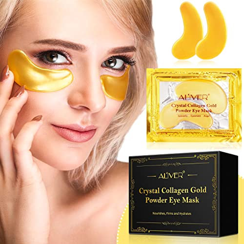 LKSJBQ Augenpads 25 Paar, Augenpads Gegen Augenringe, 24k Gold Augenmaske Reich Hyaluronsäure, Kollagen, Wirksam Mindern Falten und Schwellungen, Dunkle Kreise, Augenmaske Feuchtigkeit Spendende