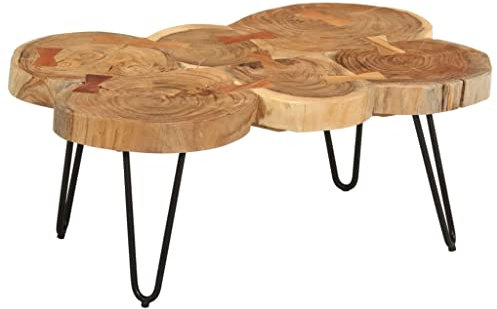 Tidyard Couchtisch Baumscheiben Beistelltisch Wohnzimmertisch Massivholz Akazie 36 cm 6 Stämme