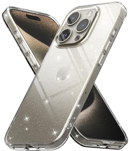 Ringke Air Case Kompatibel mit iPhone 15 Pro Max Hülle, Weichem TPU-Silikon Glitzer Klarer Handyhülle für iPhone 15 Pro Max 6,7 - Glitter Clear