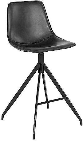 House Nordic Schwarzer synthetischer Lederstuhl mit schwarzen Füßen