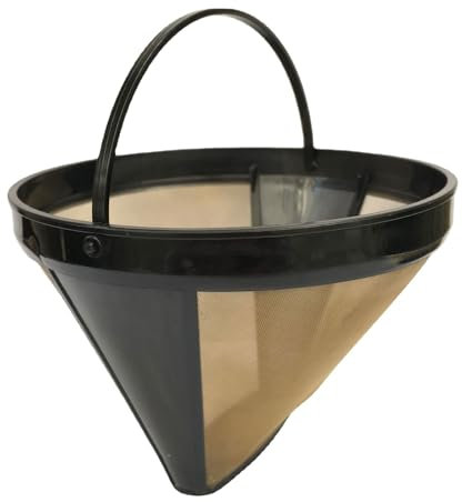Reusable No.4 Cone Coffee Maker Filters,Pour Over Coffee-Maker Dripper Accessories,8-12 Cup Gold Permanent Coffee Filter For Cuisinart/Ninja Dual Brew Pro Cfp301/ Hamilton Beach 1 PCS