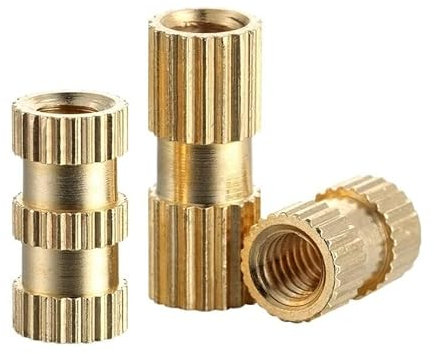 Inserto roscado, inserto de latón, 5/10/20/30 piezas M4 M5 M6 M8 M10 Latón Cobre Tuerca moleteada Rosca métrica Tuerca de inserción de moldeo por inyección de doble paso (Color : Length 4mm_M5 (OD 7mm