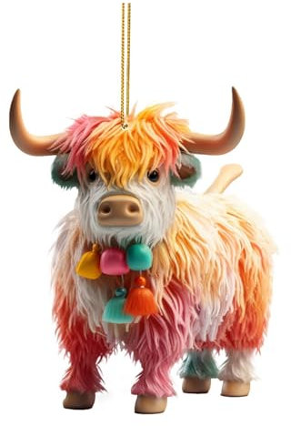 Bunte Kuh-Ornamente Weihnachtsanhänger, Weihnachtsbaum Schmuck, Christbaumschmuck Ausgefallen, Weihnachtsschmuck Baum, Baumschmuck Weihnachten, Weihnachtsdeko Auto