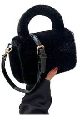 CSSHNL Plüsch Tasche Henkel-Tragetaschen for Damen, Winter-Trend, Designer-Schulter-Kurier-Damentasche, kleine Kunstfell-Kawaii-Handtaschen, Geldbörsen Plüsch Handtasche