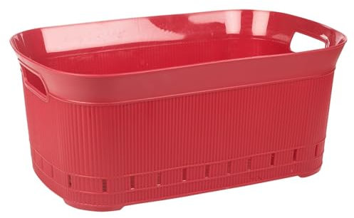 URBNLIVING Large Laundry Washing Basket Dirty Clothes Storage Bin with Handles (Red)