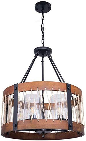 Lampadaire d'extérieur, applique en corde de chanvre en métal et lustre circulaire en bois, finition pendentif, style victorien rétro industriel rustique, plafonnier pour chambre à coucher, allée