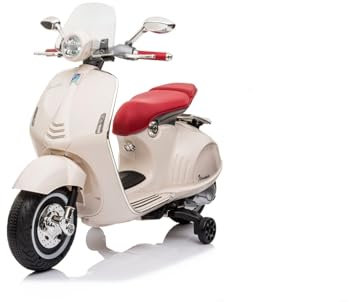 Vespa Kinder Elektroroller, Elektro Kinderroller ab 18 Monaten, Kindermotorrad Elektrisch, Elektrofahrzeuge 1x35W, 3km/h (Weiß)