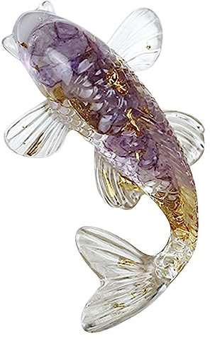 Adornos de peces de cristal natural, figuras decorativas de escritorio para el hogar, oficina, coche, estatua de resina, adorno de peces